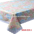 Golden printing embossing PVC with 2 inch lace edge tablecloth